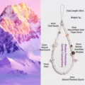 Handmade natural stone beaded phone strap charm with rose quartz and pearl detailing - 20cm Size / Natural Phantom Clear Quartz