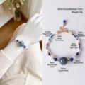 Elegant New Chinese style beaded bracelet with natural pearls and large blue lacquer bead - Natural Crystal Pearl Lacquer Bead Bracelet