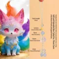 Cute nine-tailed fox phone charm featuring natural crystal beads for bags and keys - Nine-tailed Fox Pendant / Total Length 15cm / White