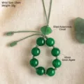 Retro handgemaakte groene agaat kralen telefoon hanger met glazen gelukswolk en zijden koord - Groene Agaat Stijl / 10mm