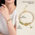 Elegant freshwater pearl and Hetian jade beaded bracelet with safety buckle - Bracelet