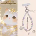 Natural cat eye stone beaded phone charm with lavender amethyst beads. - Purple (Lavender Cat's Eye)