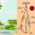 Elegante correa de teléfono de cuentas de cristal natural verde con jade Xiuyan - Cadena de Teléfono Cuento Verde / 1 Pieza/Paquete