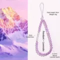 Handgefertigter Lavendelquarz und facettierter Glasperlen Handy-Anhänger mit 18cm Länge - Länge 18CM / Natur Lavendel Amethyst Telefonkette