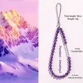 Perlen-Handyband aus natürlichem Amethyst mit 6,5 mm lila Kristallperlen und Anhänger. - Länge 18CM / Natürliche Amethyst Handykette