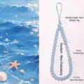 Handyanhänger mit blauen Chalzedon-Perlen und Glasschliffperlen, 18 cm Gesamtlänge - Länge 18CM / Blau Chalcedon Telefonkette