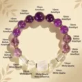 Natural amethyst and clear quartz beaded bracelet with fox carving, 15cm wrist size - 10mm and 12mm / Nine-tailed Fox Multi-color Bracelet - Style B