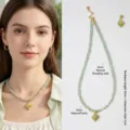 Collana di avventurina verde naturale e perle d'acqua dolce con ciondolo a fiore - Collana / 42cm+5cm / Collana in Perle di Avventurina Naturale