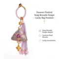 Handmade purple Song Jin dumpling pendant with elegant beaded tassels and gold metal bell - Zichen Purple