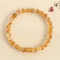Elegantes 6mm Citrin-Kristallperlenarmband für Damen mit goldfarbenen Akzenten - 1 Stück (6mm) / Citrin Kristall Armband