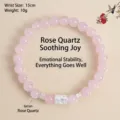 Eleganter Armband aus natürlichen 6mm Rosenquarzperlen mit silberfarbenen Anhängern - 1 Stück (6mm) / Rosenquarz Armband