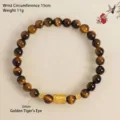 Natürliches 6mm Gold-Tigerauge-Perlenarmband mit goldenen Glücksmünzen-Anhängern - 1 Stück (6mm) / Goldenes Tigerauge Armband