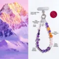 Natural amethyst and citrine crystal beaded phone charm strap with 18cm total length - 18cm / Natural Amethyst Phone Chain