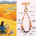 Handmade natural crystal phone charm with yellow quartz, tiger eye, and pearls, 16cm length - Wealth and Fortune Style / Gold
