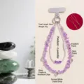 Amethyst and pearl beaded phone charm, lavender purple crystal stone pendant for bag - Irregular Purple Jade Stone Phone Chain / 18cm