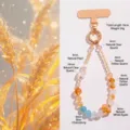 Handmade natural pearl and citrine crystal phone charm lanyard for women with golden clip - Getting Rich Style / Colorful