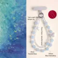 Cinturino per telefono in perline a doppio strato con calcedonio blu e farfalla - Catena per Cellulare con Farfalla in Calcedonio Blu