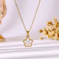 Halskette aus vergoldetem Edelstahl mit weißem Emaille Sternanhänger für Damen Schmuck - Goldene Weißöl Pentagramm Halskette