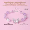 Lavender purple amethyst beaded bracelet with silver butterfly charm - Butterfly Bracelet / Circumference 15cm / Natural Lavender Amethyst