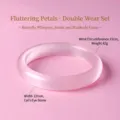Pink cat's eye stone bangle with 12mm width and 15cm wrist size - Bangle / 54mm Inner Diameter / Litchi Grain Pink