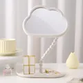 Niedlicher weißer Make-up-Spiegel in Wolkenform mit Perlenstab und Ablagefach - Wolkenform (O25-1) / Weiß