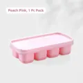 Peach pink silicone ice cube tray mold with lid, easy release for home DIY use, 1 pack - 8-Grid Ice Cube Mold / Peach Pink