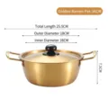 Olla coreana dorada de 16 cm para ramen con tapa y asas dobles de acero inoxidable para uno - 16cm / Dorado