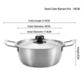 Olla para fideos de acero inoxidable de 18 cm con tapa y asas dobles - 18cm / Plateado