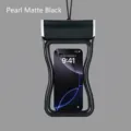 Pearly matte black waterproof phone pouch with secure three-layer seal and lanyard - Matte Black