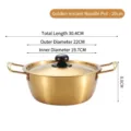 Olla coreana para ramen dorada de 20 cm con tapa y asas dobles, acero inoxidable - 20cm / Dorado