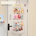 White 2-tier hanging plush doll storage bag with clear dust-proof PVC display pockets - Double Layer / White