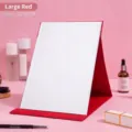 Large red portable folding desktop makeup mirror with high-definition glass surface - L / 21x15cm / Red