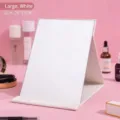 Large white portable foldable desktop makeup mirror for home office or dormitory - L / 21x15cm / White