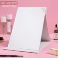 Large white foldable desktop vanity mirror with durable textured cover for home use - Extra Large / 25X18CM / White