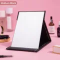 Foldable medium black desktop makeup mirror, portable 16x11cm high-definition mirror. - M / 16x12cm / Black (Right Angle)