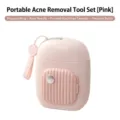 Portable pink acne removal tool set with compact storage case for professional skincare - Pink