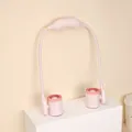 Portable pink neck fan with a flexible silicone band for personal outdoor sports cooling - Pink