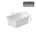 Ivory white medium plastic storage basket with handles and dimensions of 25x17x10cm - Thickened Japanese Style Medium White