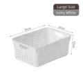 Large ivory white plastic storage basket with handles and vents, size 31x21x12cm - Thickened Japanese Style Large White