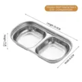 Durable 2-compartment stainless steel dipping dish for various sauces and condiments - Double Compartments / 15.4cmx8.5cmx2.4cm / Silver