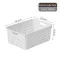 Extra large ivory white plastic storage basket with hollow design for home organization 36.5x25.5cm - Thickened Japanese Style Extra Large White