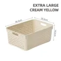 Extra large cream yellow plastic storage basket with handles 36.5x25.5x14.5cm for home - Thickened Japanese Style Extra Large Cream Yellow