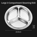 Grand plat vapeur à 3 compartiments 23,5 cm en acier inoxydable 304 pour cuisine - Grand Plateau Vapeur à 3 Compartiments (Avec Poignée) / 23.5cm / Argent