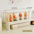 Roman column transparent figure display box in cream color, small size. - S / Cream