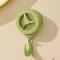 Creative green clock-shaped suction cup wall hook with strong adhesive for home storage - Green