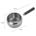 Roestvrijstalen melkpan met houten handvat, afmetingen van 14 cm diameter - 14cm / Zonder Deksel