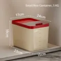 Conteneur à riz hermétique beige et rouge avec échelle de 5kg et dimensions précises - S / Capacité 5kg / Rouge