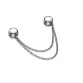 Silver magnetic t-shirt hem adjuster buckle with double chain for waist tightening - White K/Silver