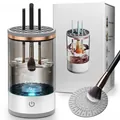 Electric automatic makeup brush cleaner and dryer machine with cleaning mat - Plug-in Model / Gray Brown