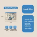 Small waterproof storage bag for kindergarten with blue penguin design 20x14cm - Blue Hat Penguin / Small Size (Pack of 10)